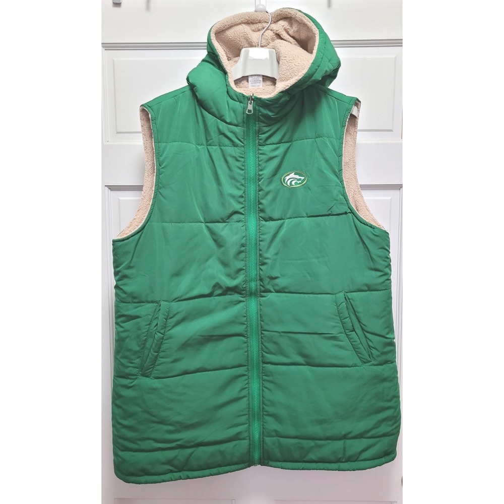 Good Balance Adult Women's Buford Wolves Reversible Hooded Vest - Green - L